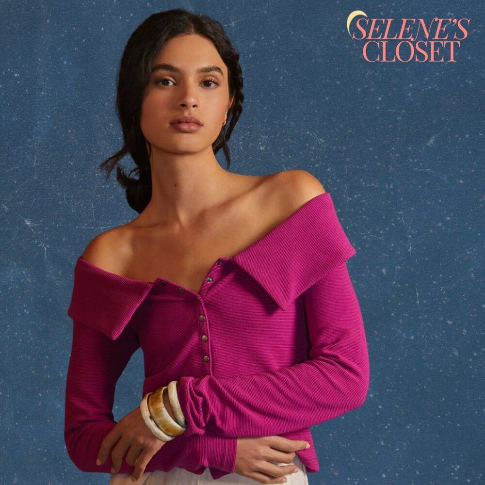 [She's All-American] Anthropologie Off-The-Shoulder Buttondown Top Sz Small